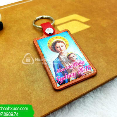 Móc Chìa Khóa Da Chữ Nhật In Hình Theo Yêu Cầu