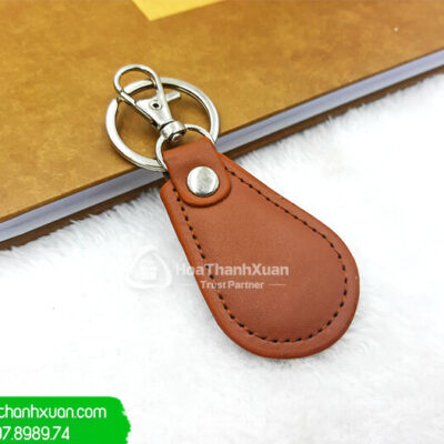 Móc Chìa Khóa Da Kiểu Bầu Dập Logo Theo Yêu Cầu