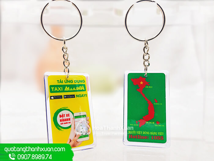 Móc Khóa Đổ Keo Chữ Nhật Khoen Cạnh