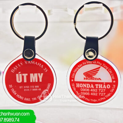 Móc Khóa Đổ Keo Hình Tròn Khoen Da