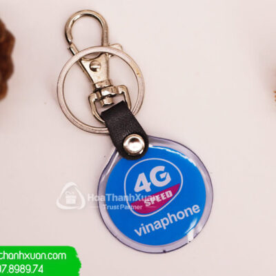 Móc Khóa Đổ Keo Tròn Khoen Da Có Móc