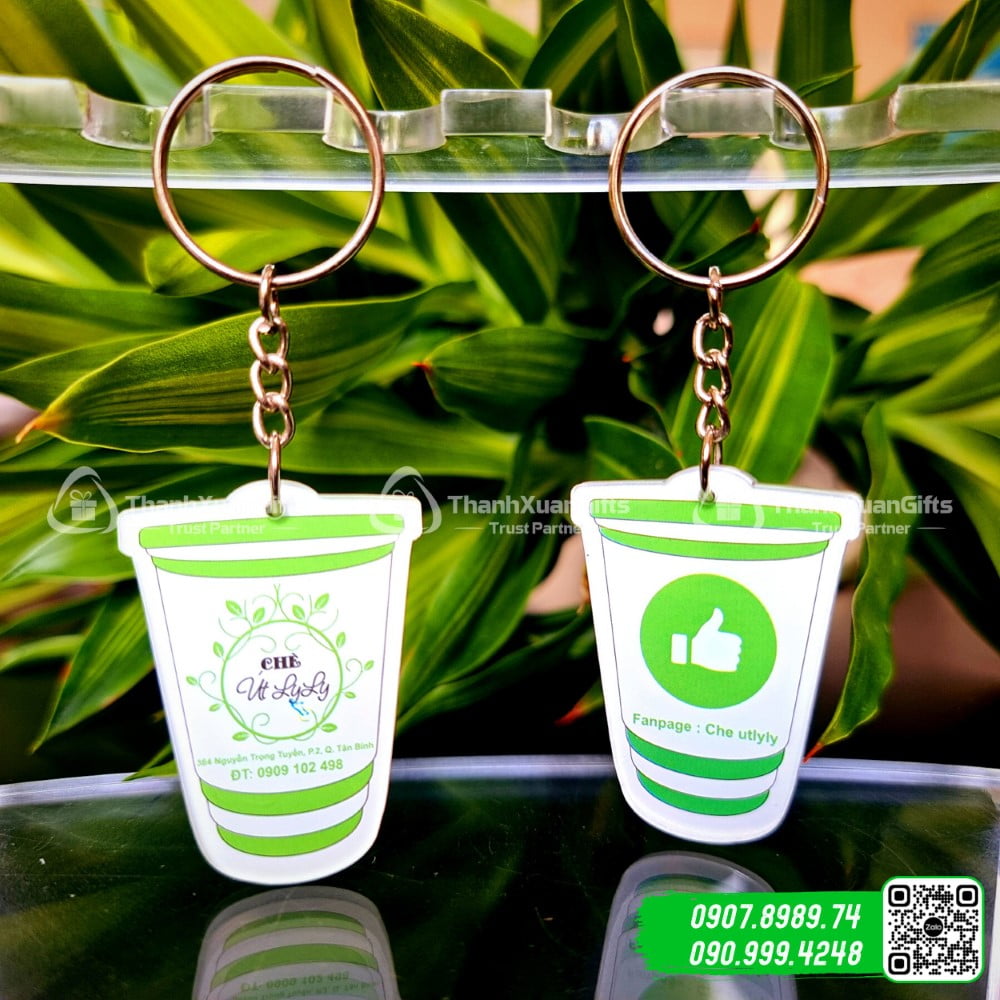 moc khoa mica hinh ly tra sua Móc Khóa Mica Hình Ly Trà Sữa