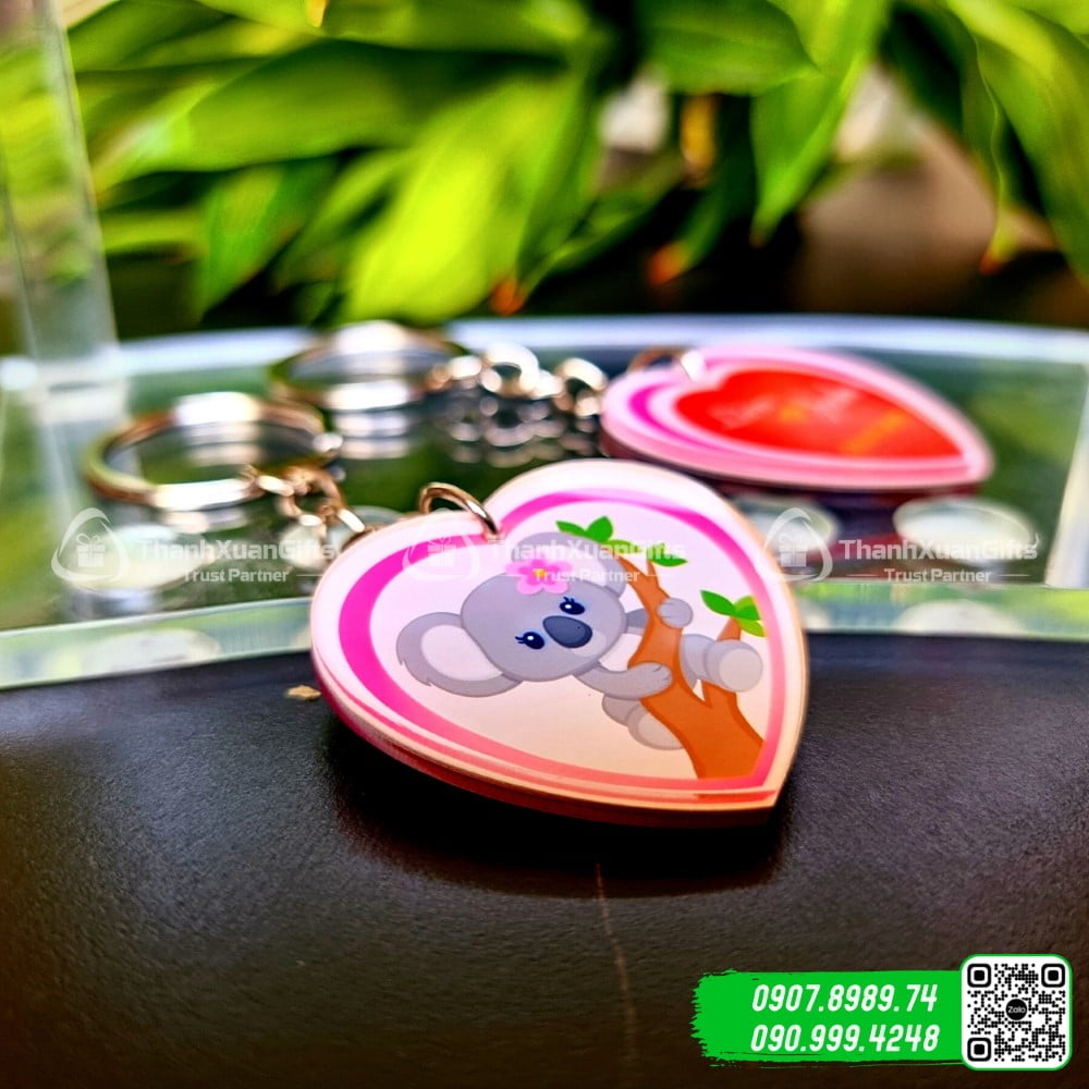 moc khoa mica hinh trai tim mau so 01d Móc Khóa Mica Hình Trái Tim Mẫu Số 01D