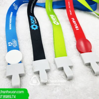 Mẫu Dây Đeo Thẻ Móc Dẹp Trắng In Logo