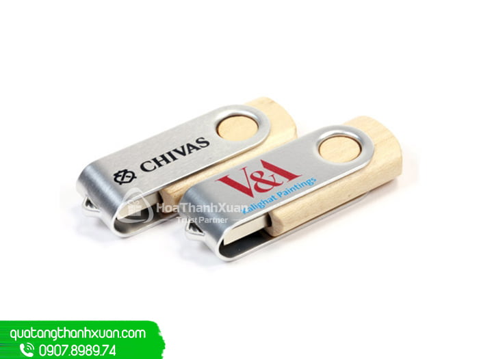 usb vo go nap kim loai xoay uvg12b USB Vỏ Gỗ Nắp Kim Loại Xoay - UVG12B