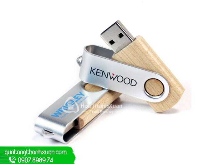 usb vo go nap kim loai xoay uvg12d USB Vỏ Gỗ Nắp Kim Loại Xoay - UVG12D