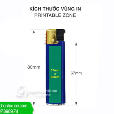 Kích Thước Vùng In Logo Bật Lửa Nhựa BLTF8