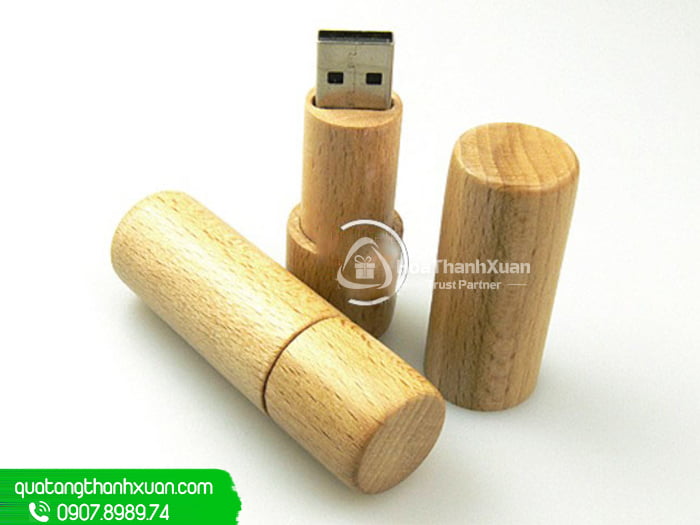 usb vo go hinh tru tron nap roi uvg08 USB Vỏ Gỗ Hình Trụ Tròn Nắp Rời - UVG08