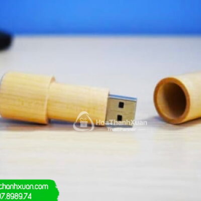 USB Vỏ Gỗ Hình Trụ Tròn Nắp Rời - UVG08A
