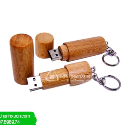 usb vo go hinh tru tron nap roi uvg08b USB Vỏ Gỗ Hình Trụ Tròn Nắp Rời - UVG08B