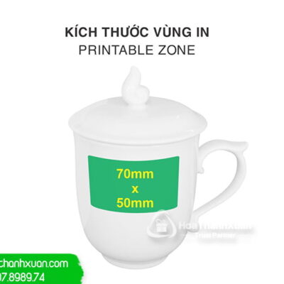 ly su mau don vien vang in logo ls02e Ly Sứ Mẫu Đơn Viền Vàng In Logo - LS02E