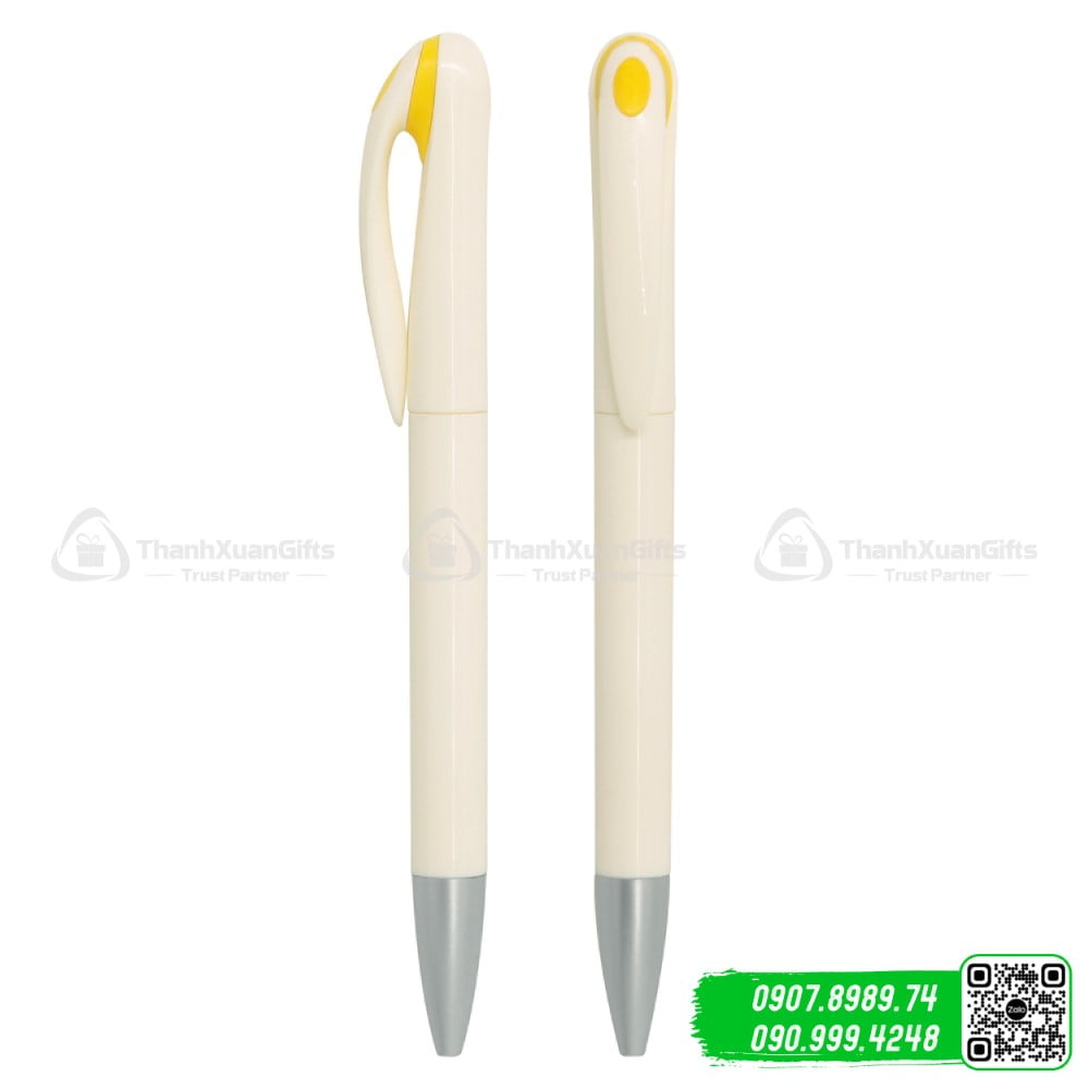 But bi nhua AP 201 trang vang Bút bi nhựa AP-201 trắng vàng