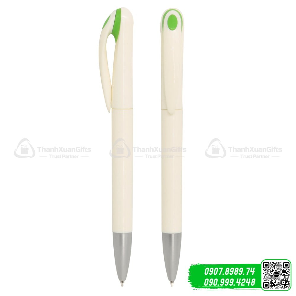 But bi nhua AP 201 trang xanh la Bút bi nhựa AP-201 trắng xanh lá
