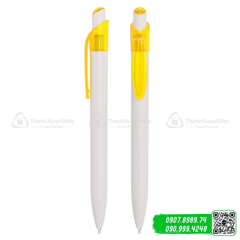 But bi nhua AP 3947 07 Bút bi nhựa AP-3947 Trắng Vàng