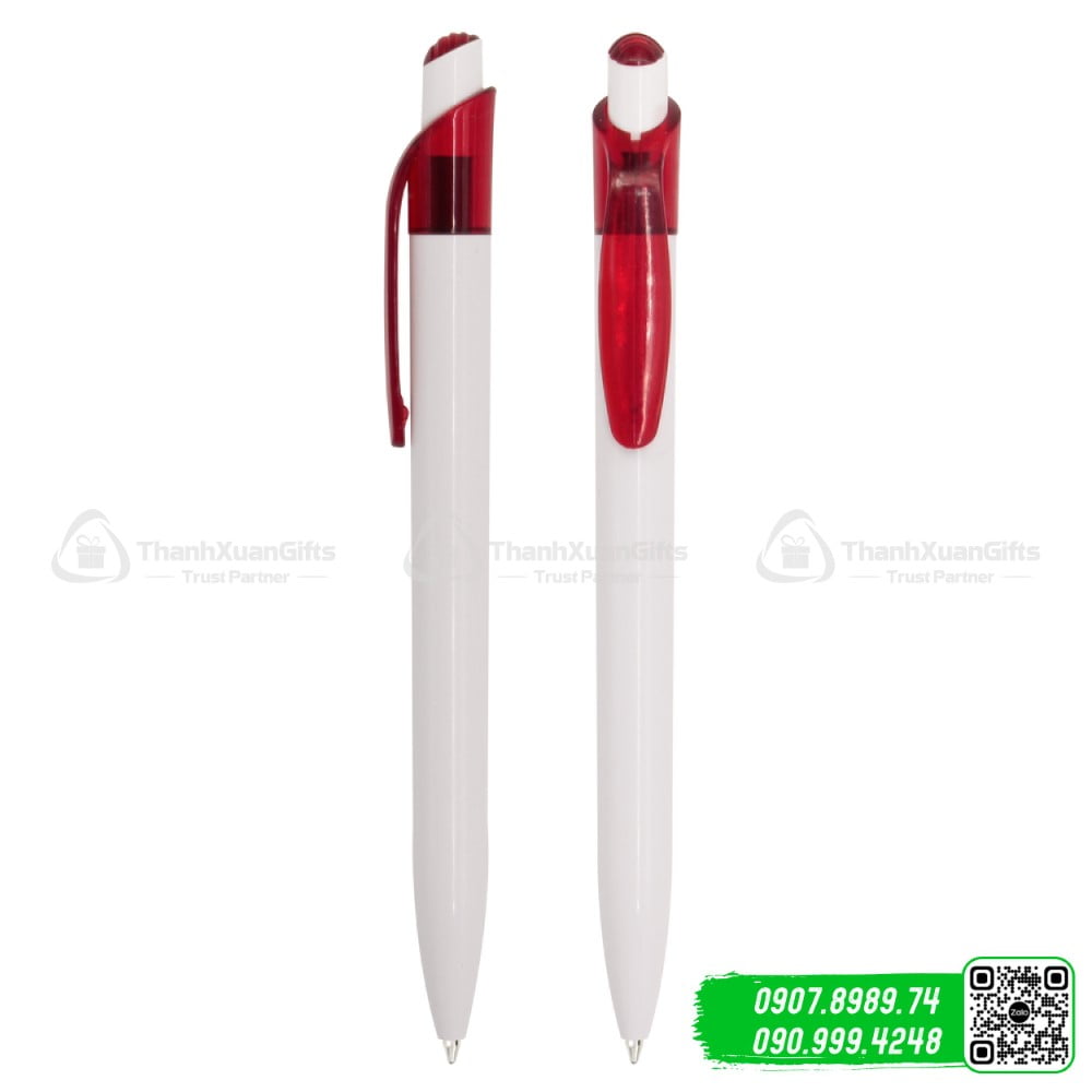 But bi nhua AP 3947 10 Bút bi nhựa AP-3947 Trắng Đỏ
